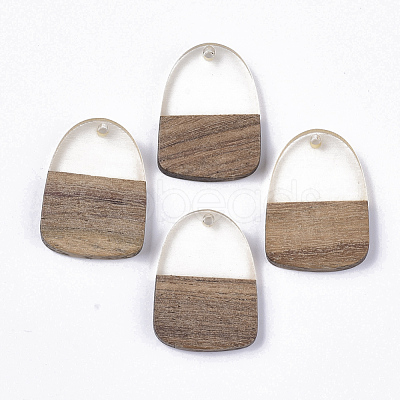 Transparent Resin & Walnut Wood Pendants RESI-Q210-005A-B01-1