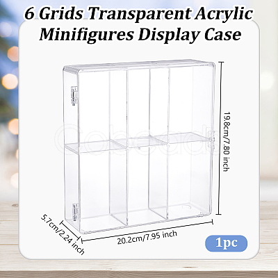 6 Grids Transparent Acrylic Minifigures Display Case with Cover DIY-WH0430-530A-1