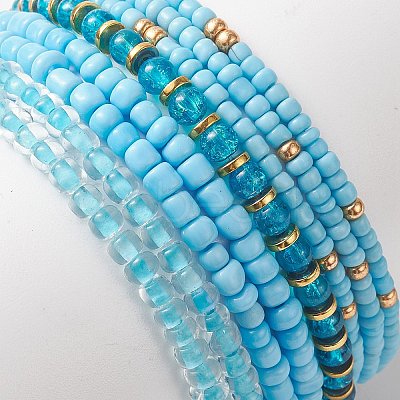 8Pcs 8 Styles Glass Seed Beaded Stretch Bracelets Set BJEW-JB09192-03-1