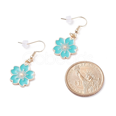 Sakura Flower Enamel Dangle Earrings EJEW-JE04863-1