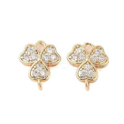 Brass Pave Clear Cubic Zirconia Connector Charms KK-B100-027G-1