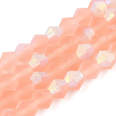 Imitate Austrian Crystal Bicone Frosted Glass Beads Strands GLAA-F029-TM4mm-A15-1