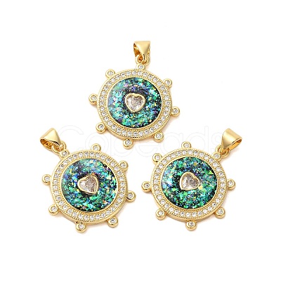 Brass Micro Pave Cubic Zirconia Pendants KK-K385-131G-1