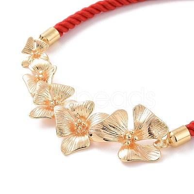 Brass Flower Link Slider Bracelets BJEW-JB09112-1