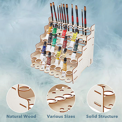 Wooden Craft Paint & Brash Rack DIY-WH0504-22-1