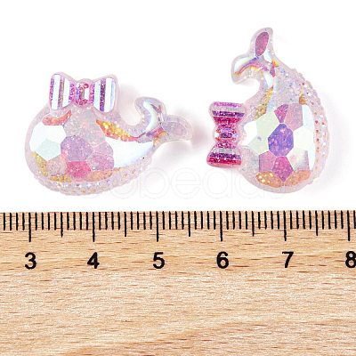 Transparent Epoxy Resin Whale with Bowknot Decoden Cabochons CRES-M034-04A-1