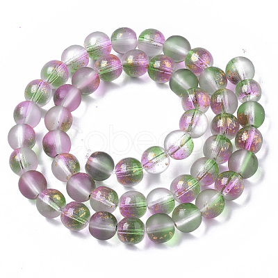 Frosted Spray Painted Glass Beads Strands X-GLAA-N035-03C-C01-1