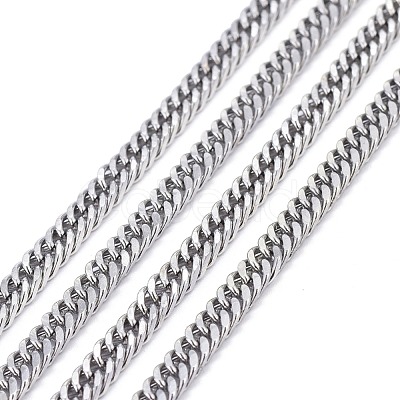 Tarnish Resistant 304 Stainless Steel Diamond Cut Chunky Curb Chains CHS-F013-02P-1