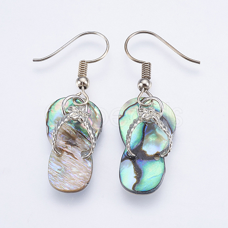 Natural Paua Shell/Abalone Shell Dangle Earrings EJEW-F147-G04-1
