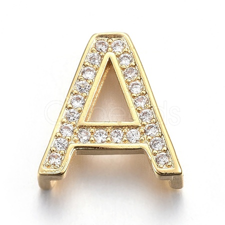 Brass Micro Pave Cubic Zirconia Slide Charms ZIRC-G147-36G-A-NR-1