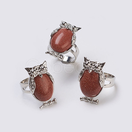Synthetic Goldstone Adjustable Finger Ring RJEW-E154-A02-P-1