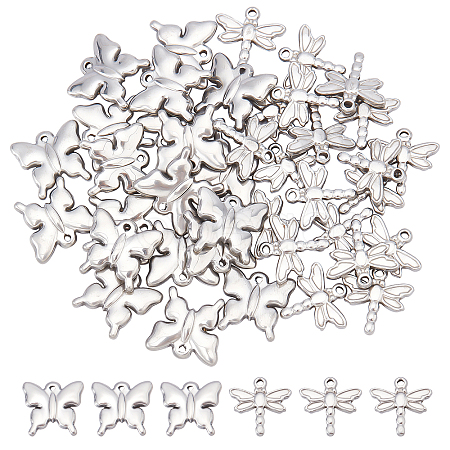 DICOSMETIC 40Pcs 2 Style 201 Stainless Steel Pendants STAS-DC0007-86-1