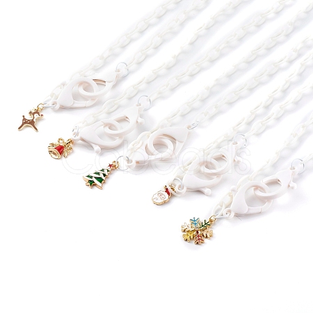 Mixed Shapes Christmas Theme Personalized ABS Plastic Cable Chain Necklaces NJEW-JN03401-1