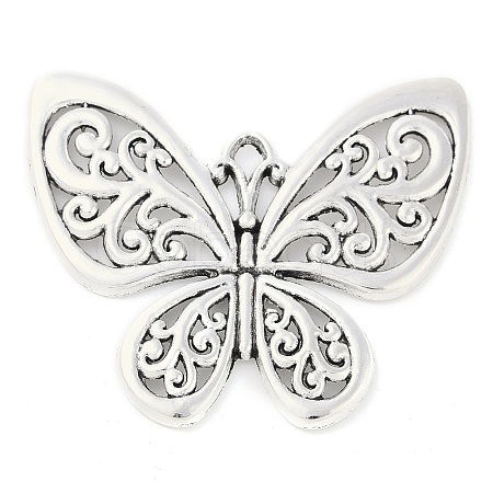 Tibetan Style Alloy Filigree Butterfly Pendants TIBEP-S282-AS-LF-1