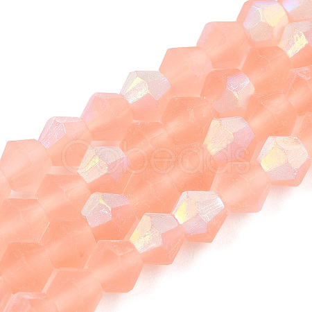 Imitate Austrian Crystal Bicone Frosted Glass Beads Strands GLAA-F029-TM4mm-A15-1