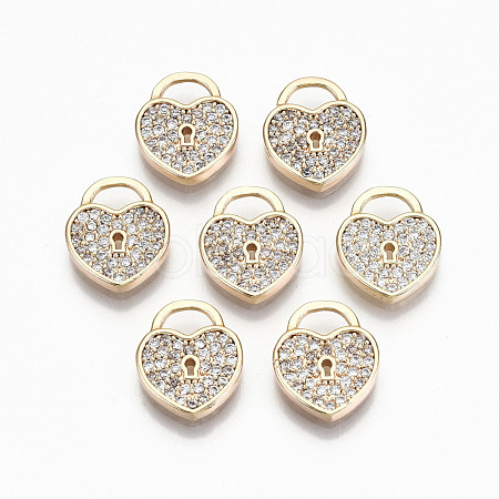 Brass Micro Pave Clear Cubic Zirconia Charms X-RJEW-T063-63G-NF-1