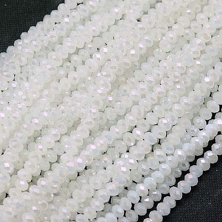1 Strand Electroplate Imitation Jade Glass Rondelle Beads Strands X-EGLA-F050B-03AB-1