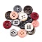 Freshwater Shell Buttons, 4-Hole, Flat Round, Mixed Color, 8.5~11.5x1.5~2mm, Hole: 1.2~1.6mm