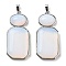 Opalite Human Body Shaped Pendants, Rack Plating Brass Oval & Rectangle Charms, Platinum, 50x22.5x8mm, Hole: 8x5mm