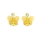 10Pcs Glass Charms, with Golden Alloy Finding, Butterfly, Yellow, 14.5x10mm