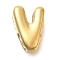 Ion Plating(IP) 304 Stainless Steel Slide Charms, Real 14K Gold Plated, Letter V, 8.5x6x4mm, Hole: 3x1.5mm