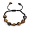 Natural Tiger Eye Heart Braided Bead Bracelet, Adjustable Bracelet, Inner Diameter: 2-3/8 inch(6cm)