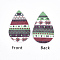 PU Leather Big Pendants, Christmas Theme, Teardrop, Colorful, 56x37x1.5mm, Hole: 1.2mm