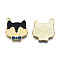 Alloy Enamel Pendants, Cadmium Free & Lead Free, Light Gold, Dog Charms, Black, 22.5x19.5x1.5mm, Hole: 1.6mm