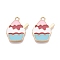 Rack Plating Alloy Enamel Pendants, Golden, Ice Cream Charm, Pink, 19.5x16x1.5mm, Hole: 1.6mm