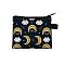 Rectangle Printed Polyester Wallet Zipper Purse, for Kechain, Card Storage, Moon, 11x13.5cm