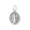 999 Fine Silver Oval with Virgin Religious Medal Charms with Jump Rings, Antique Silver, 14.5x9x1.5mm, Hole: 3.5mm