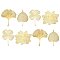 8Pcs 4 Style Brass Plant Bookmarks, Clover/Ginkgo Leaf/Bodhi Leaf/Lotus Bookmarks, Golden, 2pcs/style