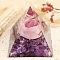 Orgonite Pyramid Resin Energy Generators, Gemstone Chips Inside for Home Office Desk Decoration, Dark Orchid, 50mm