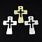 Hammered Cross Alloy Pendants, Mixed Color, 50x35x1.5mm, Hole: 3mm