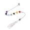 Natural White Jade Pointed Dowsing Pendulums, with Natural Chakra Round Gemstone Beads & 304 Stainless Steel Findings, Faceted Bullet Charm, 272mm