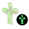 Luminous Alloy Resin Pendants, Glow in the Dark, Glass Cross Charms, Green, 29x21x5.5mm, Hole: 1.5mm