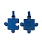 304 Stainless Steel Split Pendants, Couples Charm, Puzzle Charm, Blue, 27.5x22x3mm, Hole: 6.5x3.5mm