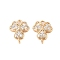 Brass Pave Clear Cubic Zirconia Connector Charms, Clover Links, Golden, 12x10x3mm, Hole: 1.5mm and 1.2mm