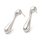 Rack Plating Brass Teardrop Stud Earrings for Women, Lead Free & Cadmium Free, Long-Lasting Plated, Platinum, 28x6.5mm