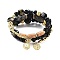 Bohemian Handwork Multi-Colored Stone Beaded Bracelet, Acrylic, Black, Inner Diameter: 1-7/8 inch(4.8cm)