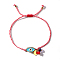 Fashion Adjustable Enamel Evil Eye Link Bracelets, Faceted Glass Charm Bracelets for Women