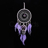 Iron & Brass Wire Woven Web/Net with Feather Pendant Decorations AJEW-B017-18-3