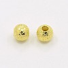 4mm Golden Color Brass Round Spacer Textured Beads X-EC247-G-2