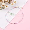 Round Transparent Inside Colours Glass Seed Beaded Necklaces NJEW-JN03362-03-4