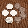 Tibetan Style Alloy Pendant Cabochon Settings and Transparent Glass Cabochons DIY-X0210-AS-FF-1