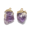 Electroplate Natural Amethyst Pendants G-S336-37A-2