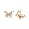 Brass Micro Pave Clear Cubic Zirconia Stud Earring Findings X-KK-S360-182-1