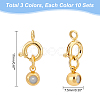   30 Sets 3 Colors Brass Spring Ring Clasps and Silicone Beads KK-PH0004-79-5