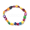 Dyed Natural Shell Nugget Beaded Stretch Bracelet for Women BJEW-JB09383-01-1