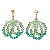 Glass Seed Braided Ring Dangle Stud Earrings EJEW-TA00125-1